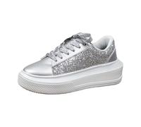 Zapatillas de correr con purpurina para mujer, para viajes, informales, fitness, modernas, clásicas, informales, bodas, fiestas, deportes al aire libre, plata, 38 EU