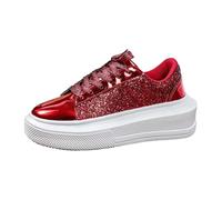 Zapatillas de correr con purpurina para mujer, para viajes, informales, fitness, modernas, clásicas, informales, bodas, fiestas, deportes al aire libre, rojo, 39 EU