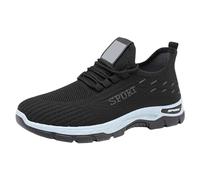 Zapatillas de correr para hombre amortiguadas - Zapatillas negras con cordones para hombre, zapatillas deportivas ortopédicas, informales, ligeras, cómodas, mocasines de senderismo, modernas