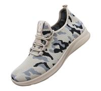 Zapatillas de correr para hombre, de malla, transpirables, de camuflaje, para caminar, caminar, correr, correr, deportes, antideslizantes, suaves, para exteriores, montañas, ligeras, caqui, 45 EU