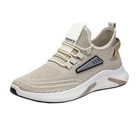 Zapatillas de correr para hombre, de malla, transpirables, de un solo color, suela suave, cómodas, para correr, entrenar, con cordones, talla 39-41,5 EU, caqui, 41 EU