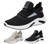 Zapatillas de correr para hombre, de malla, transpirables, de un solo color, suela suave, cómodas, para correr, entrenar, con cordones, talla 39-41,5 EU, Negro , 41.5 EU