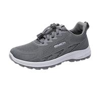 Zapatillas de correr para hombre, para caminar, estilo al aire libre, con encaje elástico, calzado deportivo duradero para uso diario, senderismo, ocio, urbano, casual, estilo de vida, gris, 37.5 EU