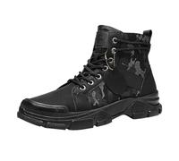 Zapatillas de correr para hombre, primavera, verano y otoño, talla grande, ropa de trabajo, transpirables, versátiles, camuflaje, no modernas, informales, tiempo loco, Black, 41 1/3 EU