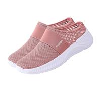 Zapatillas de correr para mujer, con mayor amortiguación, transpirables, de malla ligera, para aliviar el dolor, zapatos planos en la parte delantera, cerradas, sin manos, antideslizantes, adecuados