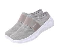 Zapatillas de correr para mujer, con mayor amortiguación, transpirables, de malla ligera, para aliviar el dolor, zapatos planos en la parte delantera, cerradas, sin manos, antideslizantes, adecuados