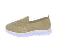 Zapatillas de correr para mujer, malla hueca, transpirables, suela plana, zapatos informales, ligeros, antideslizantes, para el día a día, zapatos de trabajo, Beige1, 40 EU