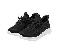 Zapatillas de correr para mujer, silenciadas, ligeras, zapatillas de tenis planas, para correr, cómodas, con cordones, monocolor, antideslizantes, ergonómicas, para caminar neutras, Negro , 41 EU