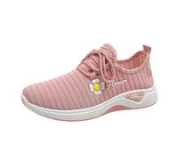 Zapatillas de correr para mujer, transpirables, ligeras, cómodas, resistentes al desgaste, para el tiempo libre, monocolor, tallas grandes, con cordones, para correr, Rosa., 40 EU
