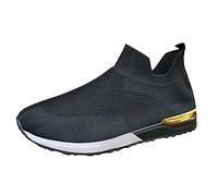 Zapatillas de correr para mujer, zapatillas deportivas, color deportivo sólido, para exteriores, transpirables, de malla, para mujer, Negro , 37 EU