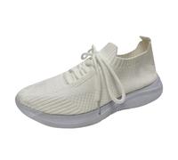 Zapatillas de correr para mujer, zapatillas informales, color negro, transpirables, zapatillas de correr, modernas, estudiantes, jóvenes, etc, Blanco, 38.5 EU