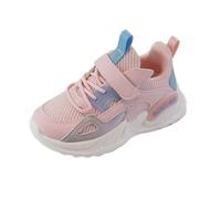 Zapatillas de correr para niños, zapatillas deportivas para niñas, ligeras, para exteriores, modernas, antideslizantes, de malla, transpirables, planas, gruesas, para correr por carretera, rosa, 27.5