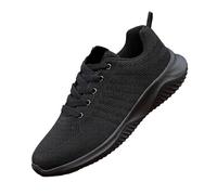 Zapatillas de correr transpirables de malla que absorben los golpes, para usar en deportes, tenis para caminar, zapatos deportivos casuales ligeros, adecuados para gimnasio, viajes y trabajo, Negro