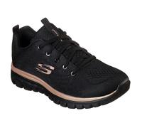 Skechers Graceful Get Connected Regular, Zapatillas Mujer, Black Mesh Rose Gold Trim, 36 EU