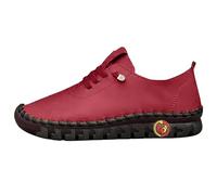 Zapatillas de cuero ligeras con cordones, informales, cómodas cosidas, de caña baja, para caminar para mujer, vino, 36.5 EU