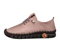 Zapatillas de cuero ligeras con cordones, informales, cómodas cosidas, de caña baja, para caminar para mujer, café, 36.5 EU