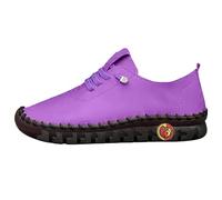 Zapatillas de cuero ligeras con cordones, informales, cómodas cosidas, de caña baja, para caminar para mujer, violeta claro, 36.5 EU