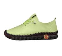 Zapatillas de cuero ligeras con cordones, informales, cómodas cosidas, de caña baja, para caminar para mujer, verde claro, 36.5 EU