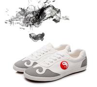Zapatillas De Cuero Transpirables Tai Chi Kung Fu para Ejercicios Entrenamiento Zapatos De Artes Marciales para Mujeres,Zapatillas de Taekwondo Deportes Casuales Kung fu Zapato(Size:37EU,Color:blanco)
