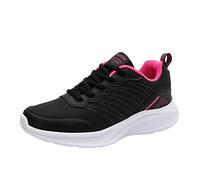 Zapatillas de cuña negras para mujer, atléticas, para correr, de malla transpirable, suela gruesa y suave, antideslizantes, de corte ancho, ortopédica, casual, estilo deportivo, hot pink, 39 EU