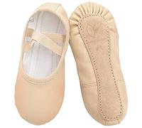 Zapatillas de Danza Cuero Zapatos de Ballet Suela de Cuero Entera para Niña y Mujer Adultos Tallas 22-40-albaricoque 34