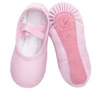 Zapatillas de Danza Cuero Zapatos de Ballet Suela de Cuero Entera para Niña y Mujer Adultos Tallas 22-40-rosa 36