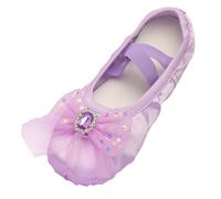 Zapatillas de danza de moda para niñas, para espectáculos de ballet, yoga, con cómodo acolchado suave, morado, 35.5 EU