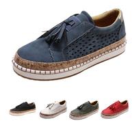 Zapatillas de deporte antideslizantes para mujer, antideslizantes, informales, planas, individuales, transpirables, para exteriores, con cordones, alpargatas, zapatillas de entrenamiento, azul, 38 EU