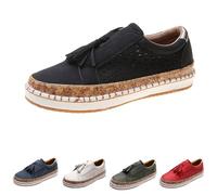 Zapatillas de deporte antideslizantes para mujer, antideslizantes, informales, planas, individuales, transpirables, para exteriores, con cordones, alpargatas, zapatillas de entrenamiento, Negro , 43