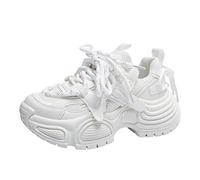 Zapatillas de Deporte con Cordones de Las Mujeres Versátil Simple Retro Moda de Malla Transpirable Zapatillas de Deporte de Aumento de Altura Ligero Amortiguador Cómodo Zapatos de conducción