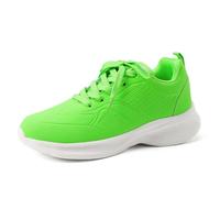 Zapatillas de deporte con cordones, suela suave, planas, para exteriores, sólidas, modernas, deportivas, transpirables, de pelo, Verde, 40 EU