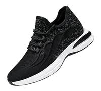 Zapatillas de deporte con elevador de moda de color liso, malla transpirable, zapatillas de correr, zapatos deportivos informales para, Negro , 37 EU