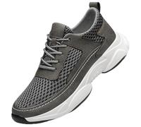 Zapatillas de deporte con elevador de moda de malla transpirable de color liso para correr, zapatos deportivos casuales, gris oscuro, 41 EU