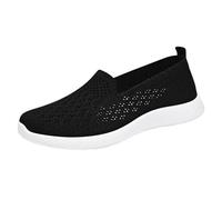 Zapatillas de deporte de ajuste ancho para mujer, de malla de punto de boca poco profunda, para correr, transpirables, con espuma viscoelástica, ligeras, atléticas, deportivas, para uso diario, Black