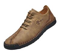 Zapatillas de Deporte de Cuero Informales al Aire Libre para Hombre, Mocasines Deportivos Ligeros, Zapatos sin Cordones para Caminar de Moda 41 EU Marrón,25.5 CM del talón a los pies