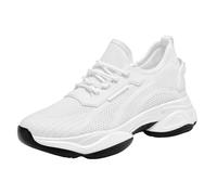 Zapatillas de deporte de exterior casual para hombre de malla transpirable con tacón invisible de 10 cm Taller zapatos ligeros para actividades diarias de primavera y verano, blanco, 44 EU