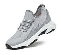 Zapatillas de deporte de gran altura para hombre, 8 cm, zapatos de deporte, de malla lisa, zapatillas casuales con suela gruesa invisible, cómodas, estilo puré, gris 6 cm, 37 EU