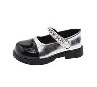 Zapatillas de deporte de interior para mujer, bowknot First Shoes Buckle Strap Toddler Soft Bottom Breathable Princess Shoes Super Fit Zapatillas para niñas, plata, 27.5 EU