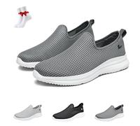 Zapatillas De Deporte De Malla Transpirable para Hombre, Zapatos para Caminar con Pies Planos, Zapatillas Informales para Exteriores, Mocasines Ligeros para Conducir(Dark Grey,36 EU)