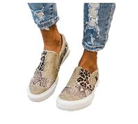 Zapatillas de deporte de moda con plataforma for mujer, diseño de leopardo, zapatos de lona informales con parte superior baja, tacones gruesos de moda, zapatos planos sin cordones for conducir, zapat