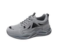 Zapatillas de deporte de piel para hombre, zapatillas deportivas con cordones, zapatillas ortopédicas para correr, impermeables, ligeras, antideslizantes, cómodas, para entrenamiento, gris, 43 EU