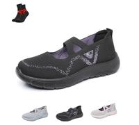 Zapatillas De Deporte De Punto para Mujer, Ligeras, Ortopédicas, para Correr, Zapatos Planos Casuales, Mocasines para Caminar Y Trabajar(Black,36 EU)