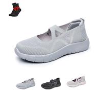 Zapatillas De Deporte De Punto para Mujer, Ligeras, Ortopédicas, para Correr, Zapatos Planos Casuales, Mocasines para Caminar Y Trabajar(Grey,36 EU)