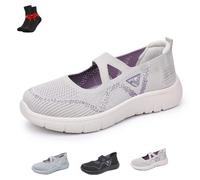 Zapatillas De Deporte De Punto para Mujer, Ligeras, Ortopédicas, para Correr, Zapatos Planos Casuales, Mocasines para Caminar Y Trabajar(Beige,36 EU)