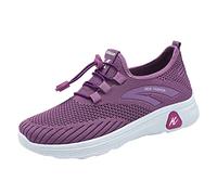 Zapatillas de deporte extra anchas para mujer, cómodas, transpirables, de malla, sin cordones, ligeras, informales, para caminar, atléticas, suela gruesa, tenis de espuma viscoelástica, Purple, 38.5