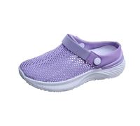 Zapatillas de deporte genéricas para mujer, zapatos casuales para mujer, a la moda, simples, patrón de color puro, cuñas, cómodas, ligeras y cómodas zapatillas para caminar todo el día, morado, 37 EU