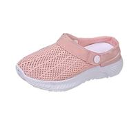 Zapatillas de deporte genéricas para mujer, zapatos casuales para mujer, a la moda, simples, patrón de color puro, cuñas, cómodas, ligeras y cómodas zapatillas para caminar todo el día, rosa, 40 EU