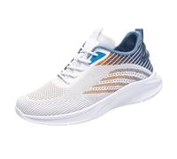 Zapatillas de deporte ligeras para hombre - Zapatillas deportivas de malla transpirables, antideslizantes, suela suave, ligeras, cómodas, para entrenamiento al aire libre, para verano, Blanco, 40 EU
