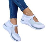 Zapatillas De Deporte Moda Para Mujer Ligeras Transpirables Malla Plana Zapatos Trabajo Cómodos Cómodos Zapatos Antideslizantes Para Caminar Zapatos Corrección Postura ( Color : White , Size : 42 EU )
