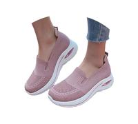Zapatillas de deporte mujer Slip-on Mesh Ligeras Transpirables Tiempo Libre Al Aire Libre Fitness Caminata Antideslizante Zapatillas Mocasines Malla Cerrada Plana, rojo, 40 EU